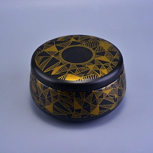 Wholesales black tealight scented ceramic candle holder with lid