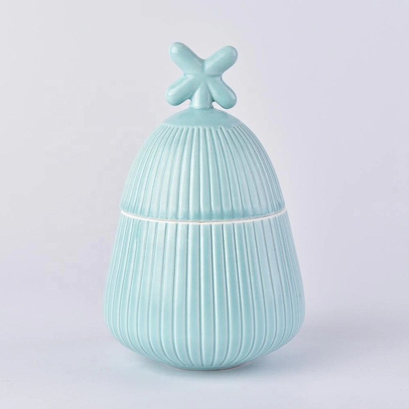 Wholesales glazed custom coloured ceramic candle holder with lids