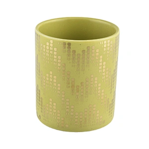 10oz Home decoration luxury gold printing christmas ceramic candle holders