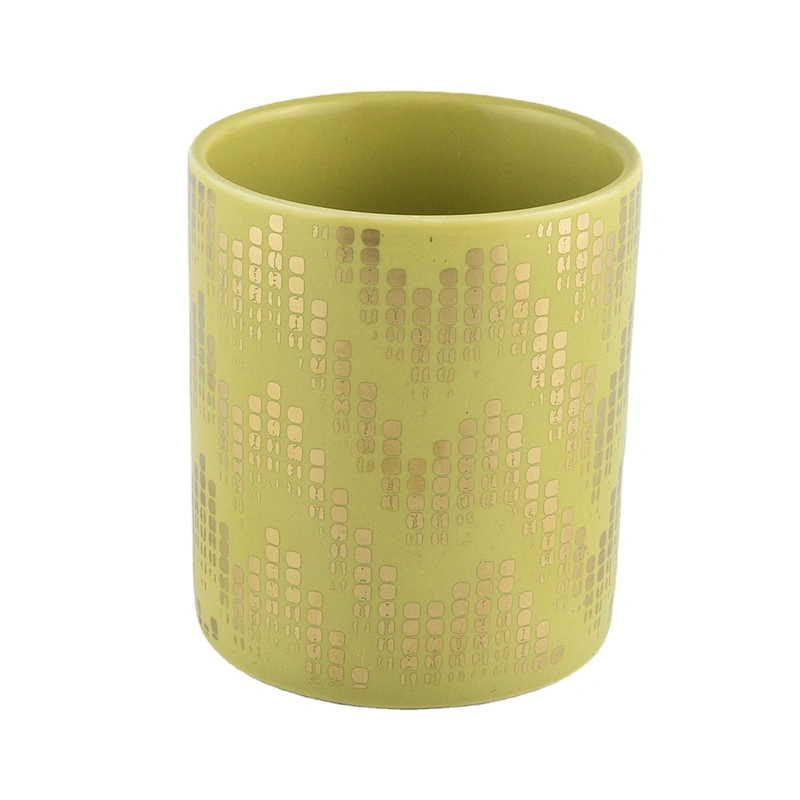 10oz Home decoration luxury gold printing christmas ceramic candle holders