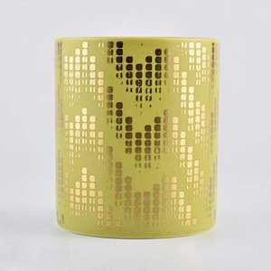 10oz Wholesales custom electroplated gold luxury ceramic candle jar holders