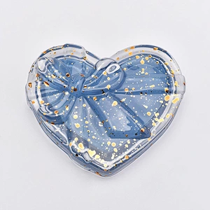 Heart Shaped Blue Glass Candle Jar For Wedding Gift
