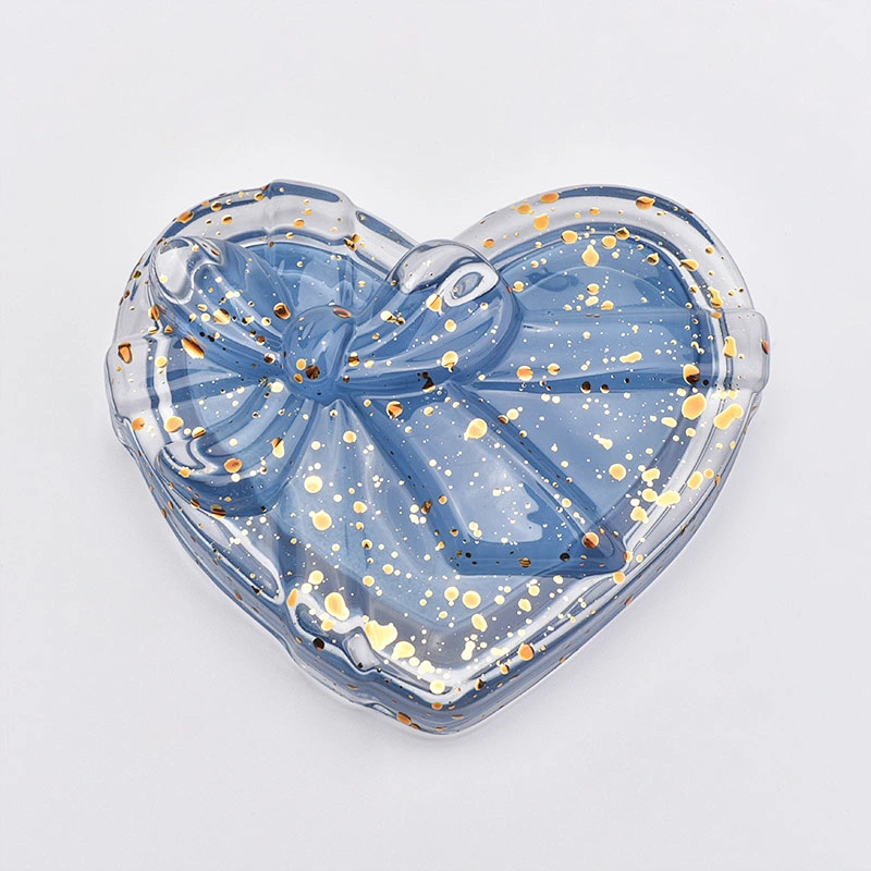 Heart Shaped Blue Glass Candle Jar For Wedding Gift