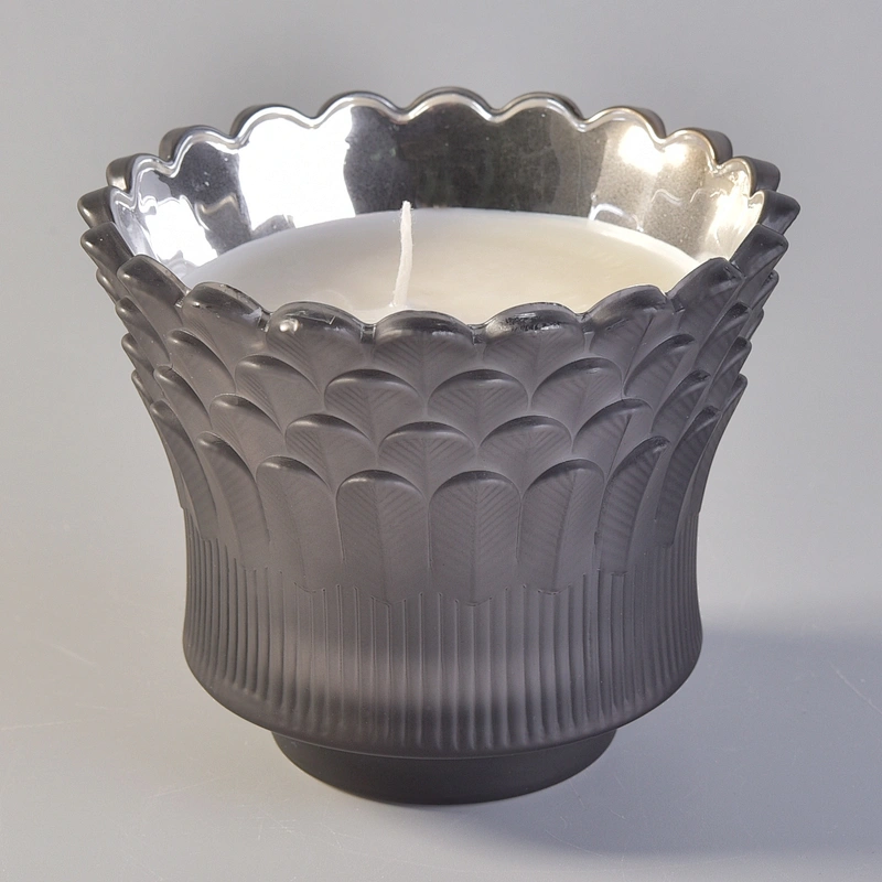 Luxury matte iridescent decorative scented glass candle holder 10oz