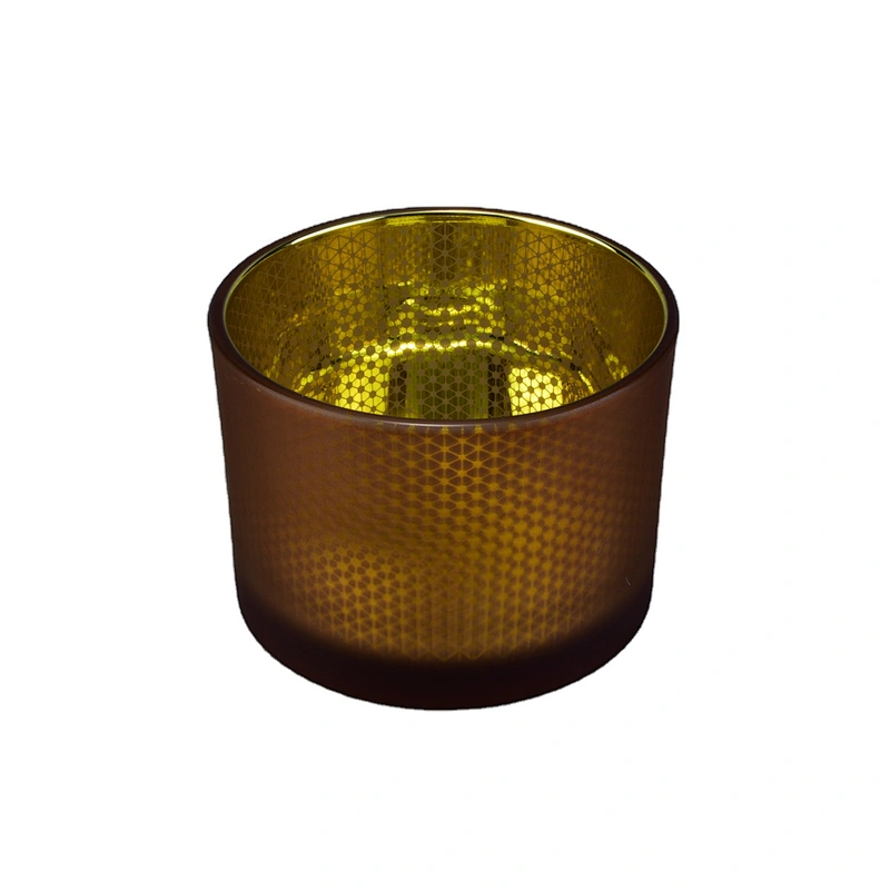 Sunny decorative large matte amber glass candle holder jar 8oz 10oz 20oz