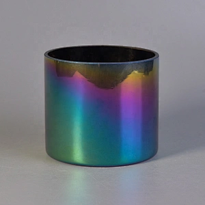 Cylinder electroplated glass candle vessels