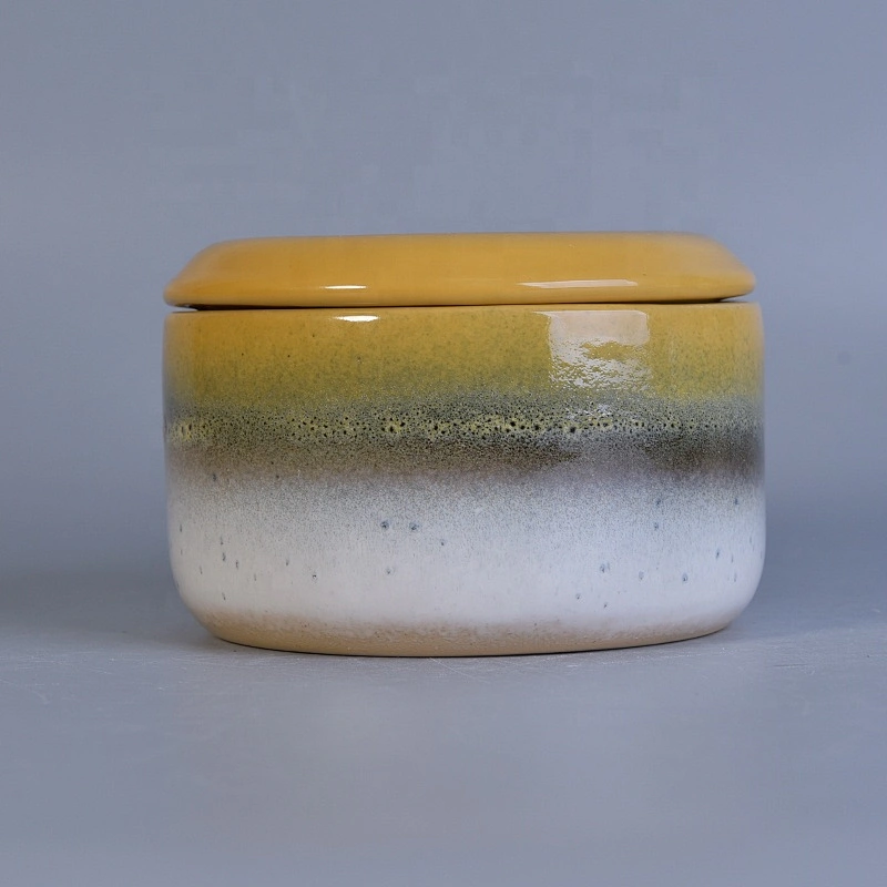 10oz 20oz Home decoration golden candle jars with ceramic lids