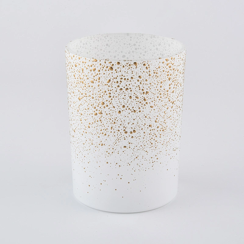 Luxury Gold Decoration White Glass Candle Jars