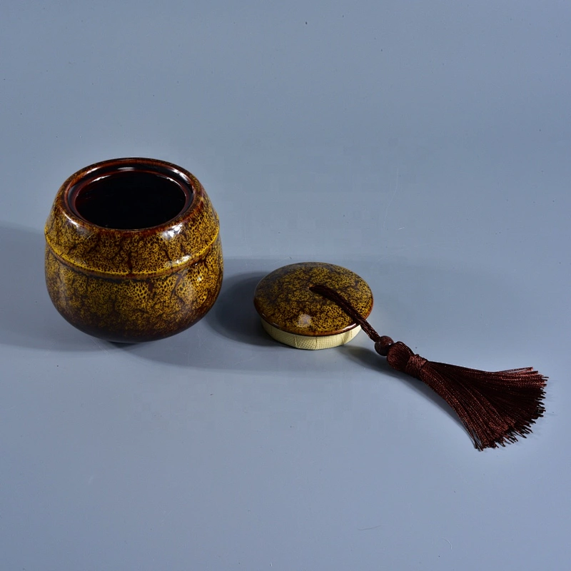 Vintage round brown candle ceramic containers 10oz 20oz
