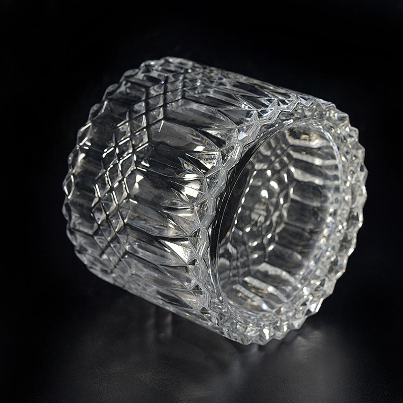 Wholesales luxury geometric crystal candle glass container with lid