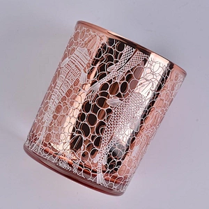 Home decoration customized unique pink glass candle holder 6oz 8oz 10oz