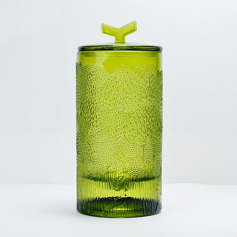 10oz 20oz Wholesales luxury customized emboss glass candle jar with lids