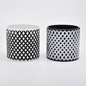 Cylinder Glass Candle Jars With Black Color