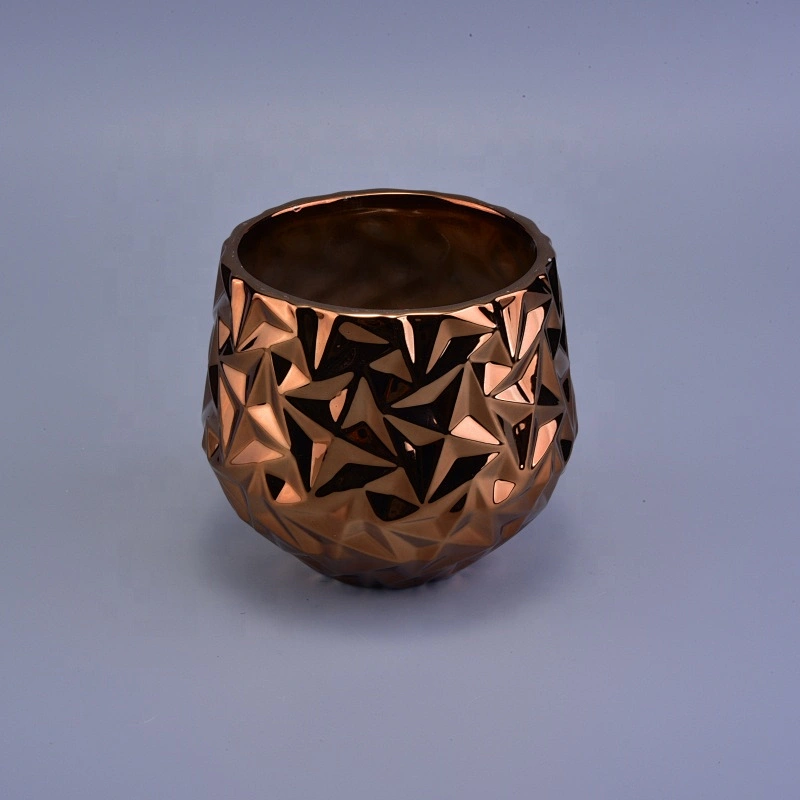Wholesales custom ceramic geometric candle holder gold