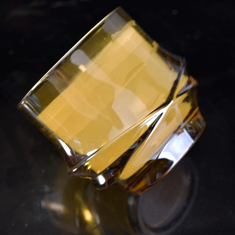 10oz 20oz Wholesales custom gold tealight crystal glass candle jar