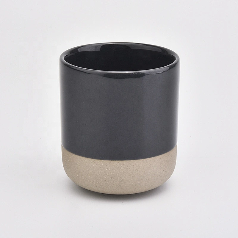 10OZ Black Glaze Ceramic Candle Holders