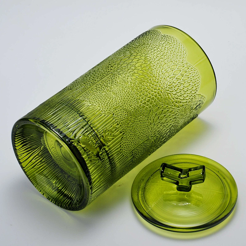 10oz 20oz Wholesales luxury customized emboss glass candle jar with lids