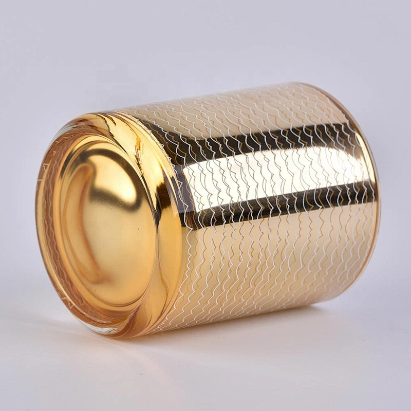 Home decoration wholesales luxury gold glass candle jar