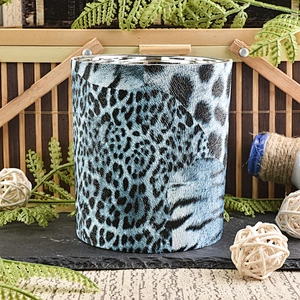 Wholesales cylinder PU leather blue tealight candle jars holders
