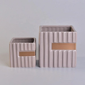 Wholesales Customized grey square ceramic jars candle 10oz