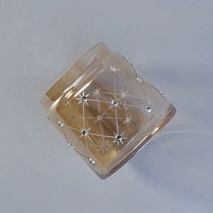 10oz Christmas diamond vintage big glass candle vessel