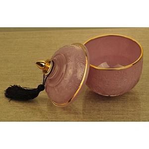 10oz 12oz Wholesales chinese crystal pink tealight glass candle container with lid