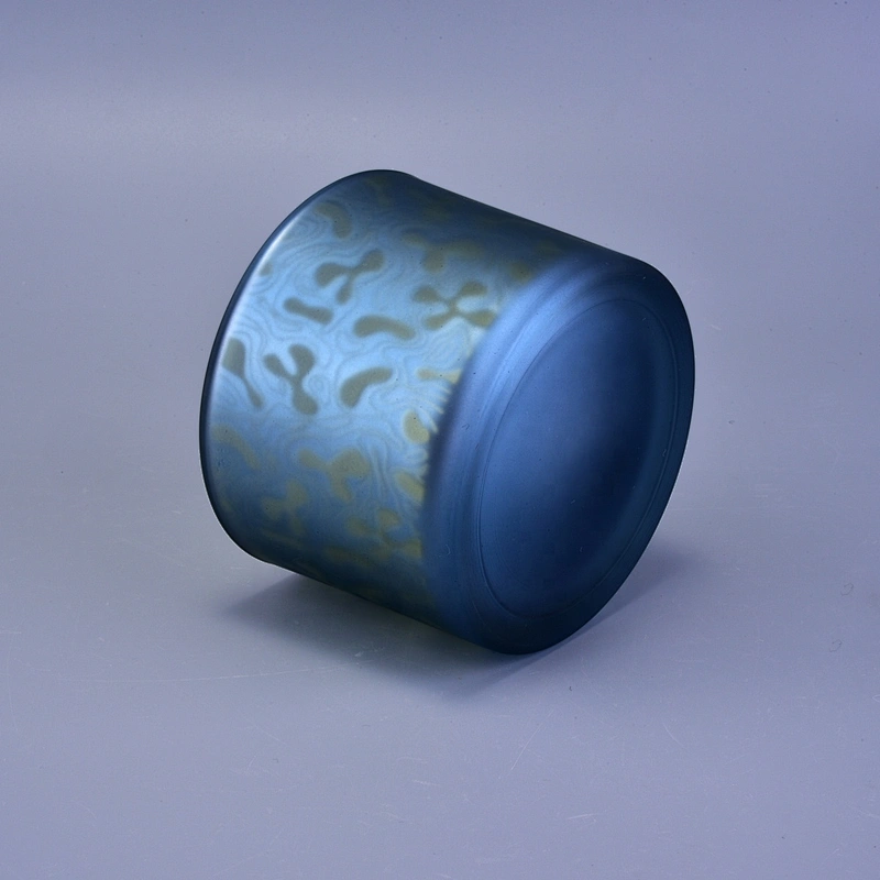 Sunny custom matte blue glass candle holder containers 10oz 12oz 16oz
