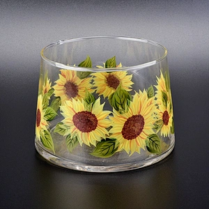 Flower pattern clear glass candle jar home decor