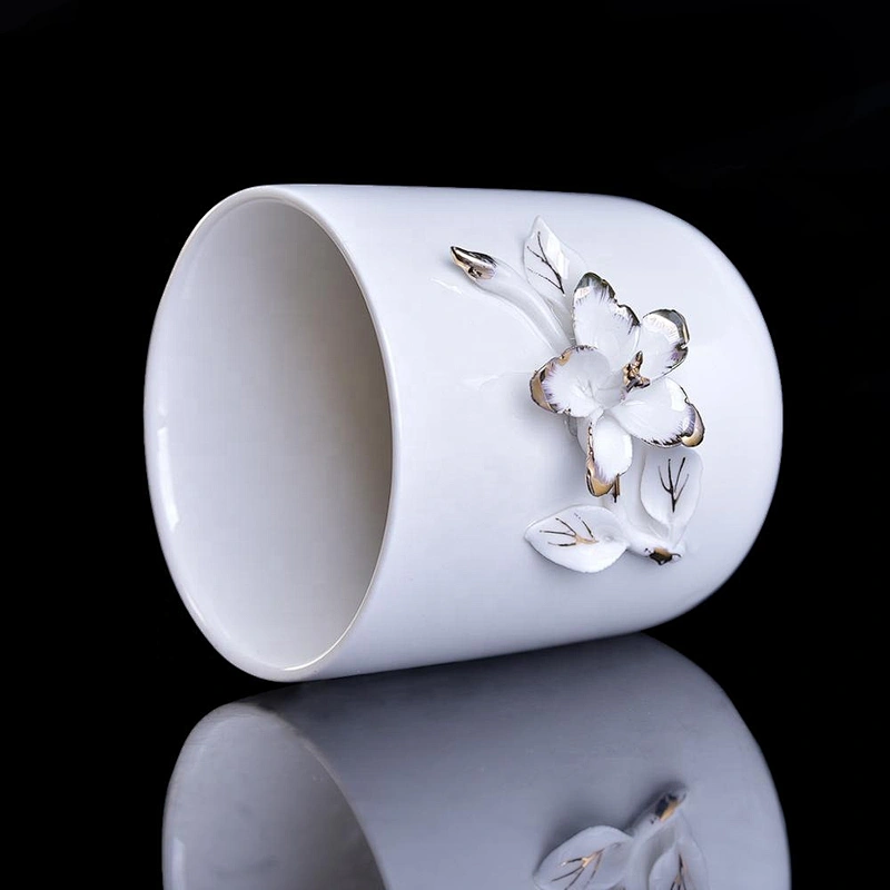 10oz 20oz Wholesales cylinder white candle ceramic holders