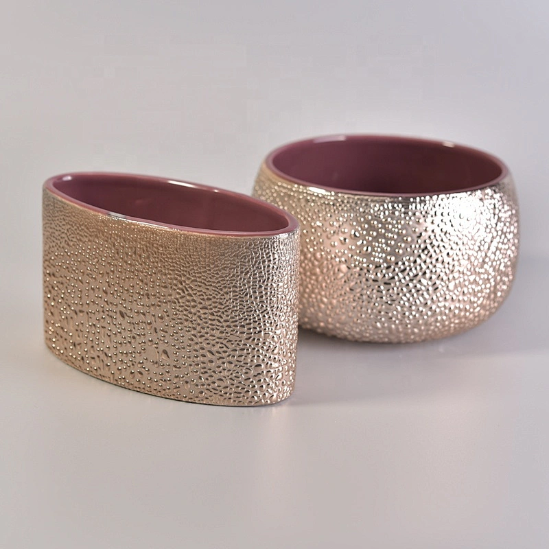 Wholesales customized empty golden ceramic candle containers