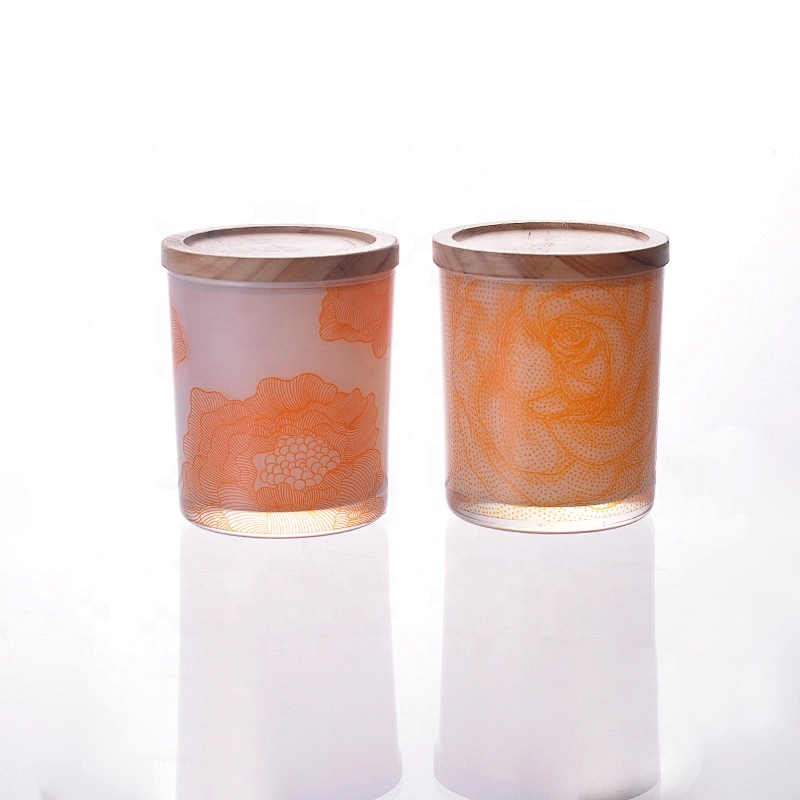 8oz 10oz Wholesales empty painted glass candle jars with wood lid