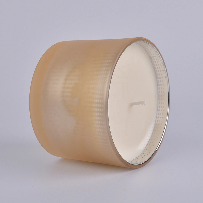 Sunny new design matte custom glass candle holder with wood lid