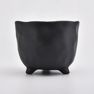 Luxury black ceramic standing candle holder home decoration