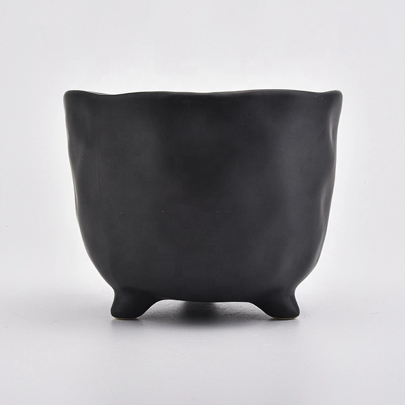 Luxury black ceramic standing candle holder home decoration