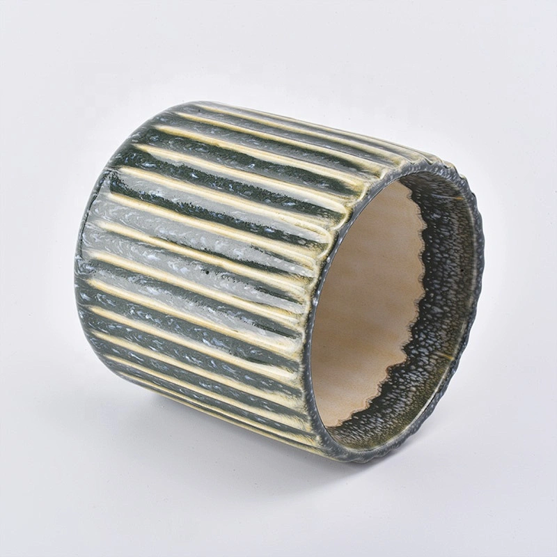 Stripe Ceramic Candle Holders decorative Candle container