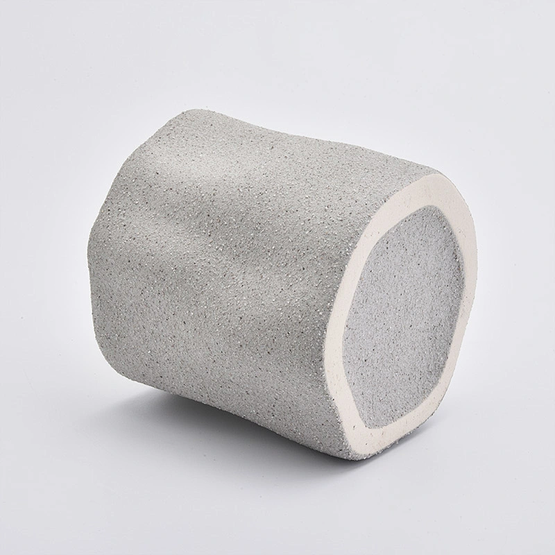 13oz Gray Sand Effect Ceramic Candle Holders Candle Vessels for Home Decor