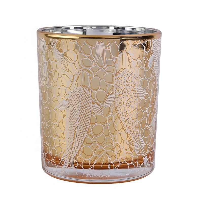 10oz Sunny new design gold luxury electroplated glass candle jars home decor