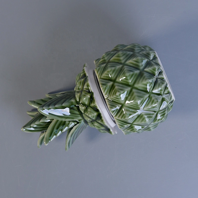 Supplier good price pineapple custom color ceramic candle jar with lid