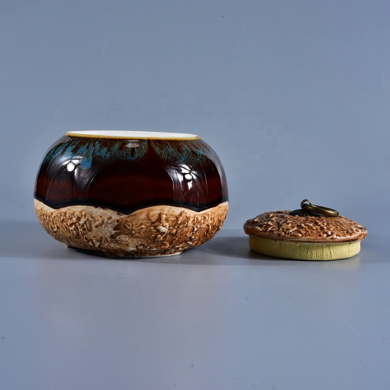 10oz 20oz Luxury amber porcelain ceramic jar candle with lid