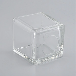 home decor small square glass candle jar