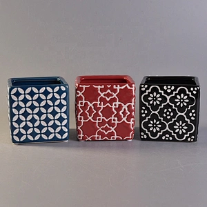 Luxury red square ceramic candle jars for candle making