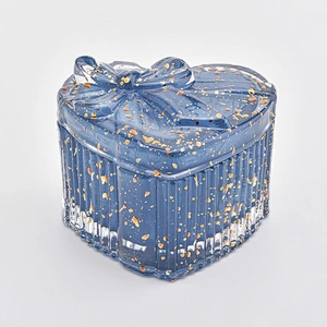 Heart Shaped Blue Glass Candle Jar For Wedding Gift