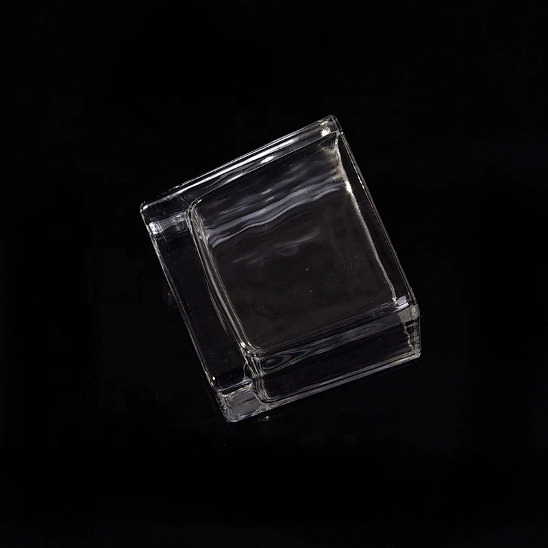 Clear Square Tealight Glass Candle Jar