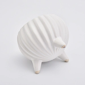 8oz Glaze White Pumpkin Shape Ceramic Jar Ceramic Candle Vessel with Stand