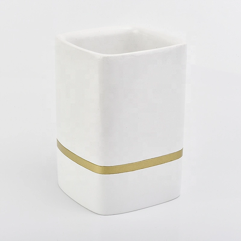 Wholesales white square candle holder ceramic for wedding