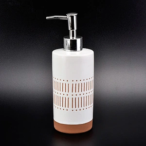 wholesale hotel ceramic multi function toothbrush holder lotion dispenser pump soap dish full set bathroom accessories