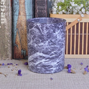 Purple Marble Pattern Water Transfer Candle Jar Glass