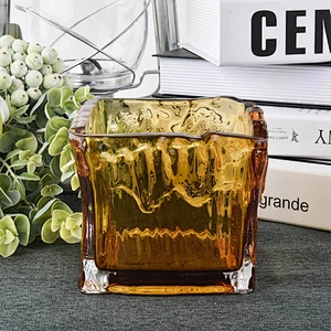 17oz Amber Square Unique Glass Candle Jar