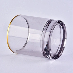 decorative gold rim glass candle jar