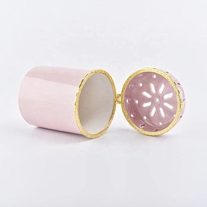 Pink Ceramic Candle Holder WIth Lids
